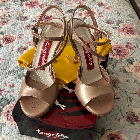 Tangolera Shoes - Pinup Couture Rose Gold Strappy Open-Toe Heels